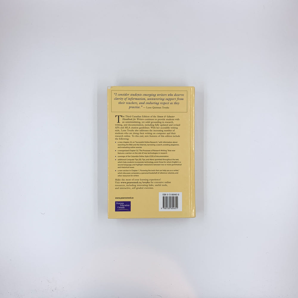 Simon and Schuster Handbook for Writers - Lynn Quitman Troyka (3e édition canadienne)